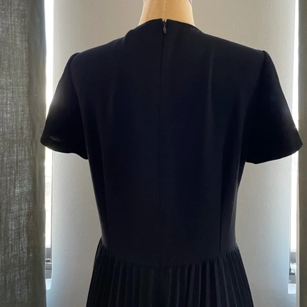 RED VALENTINO AUTHENTIC Black Pleated Lace Hem Mini Dress IT 48 US 12 M - Picture 6 of 8